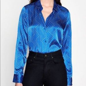 NWT Equipment Essential Shirt in Bleu Cotier/ Bright White; size small